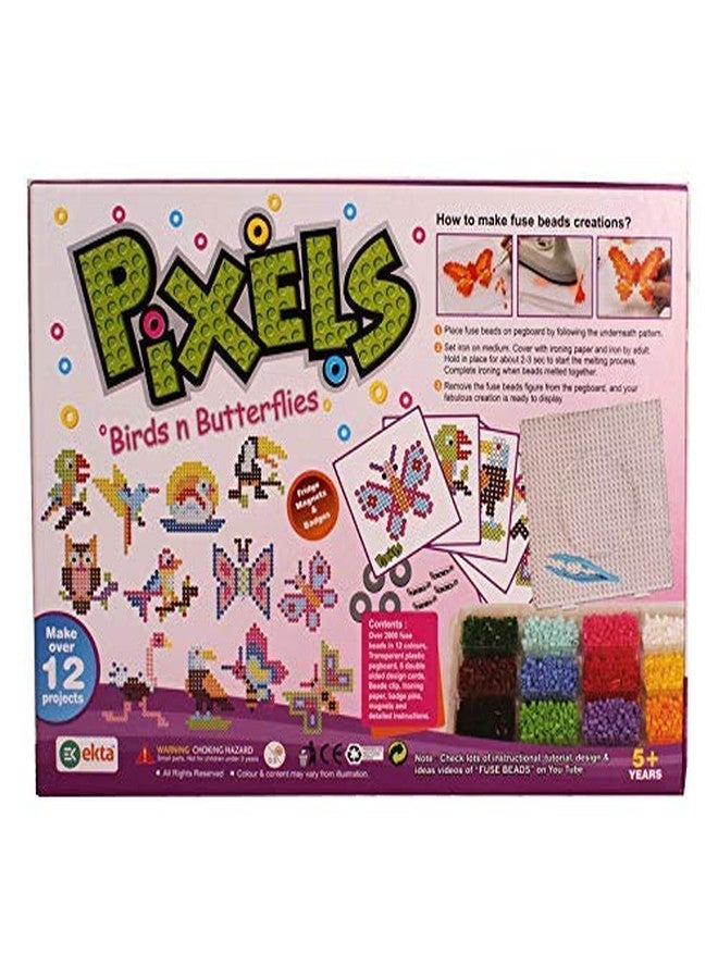 EKTA - Pixels | Make Beautiful Birds & Butterflies Over a pegboard Using Over 2000 Beads Spread Across 12 Different Colors | Material - Plastic (Birds n Butterflies) - Image 2